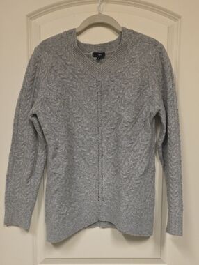 Fate Men's Cable Knit Crewneck Sweater - Light Gray